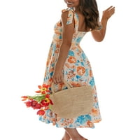 Enjiwell Womens Ljetna cvjetna sandress strappy a-line ljuljačka duga haljina