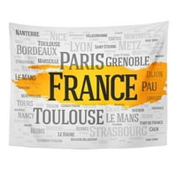 Francuski list Gradovi u Francuskoj Paris Word Cloud Nice Bordeau Brest Zidna umjetnost Viseća tapiserija