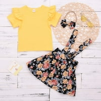 Viworld Toddler Djevojke suknje Set sestre ruffle s kratkim rukavom majica + velika sestra cvjetni suspender + outfit za glavu