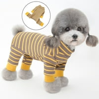 PET ROMPER Striped uzorak kontrastna boja tkanina Zatvori ugradnju mačenih psi pidžama kostim za zimu