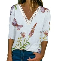 Olyvenn Smanjene majice za bluze za žene Loose vrhovi proljeće modne dame vrhove rukava cvjetna maslačka