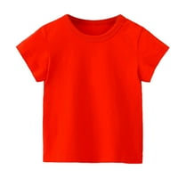 Ljetna pamučna majica za djecu 4- godine Toddler Baby Boys Girl Udobne pune boje kratkog rukava majica s kratkim rukavima