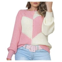 Ženski džemperi Print Love Dug formu O-izrez za bluzu za bluzu za izrez Labavi džemper Bluza Ispis Ljubav dugi oblik O-izrez bluza Tunike