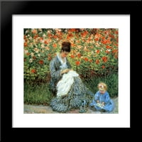 Camille Monet i dijete u vrtu umjetnika u Argentiuilu uramljene umjetnosti Print Monetom, Claude