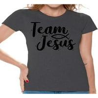 Newkward Styles Christian Odeća za dame Team Jesus ženska majica Crna majica za djevojke Christian pokloni