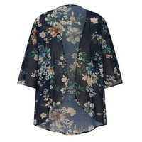 TUPHREGYOW ženske baggy casual kimono cardigani trendy tanki vanjski novi stil cvjetni ispis prozračan