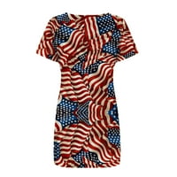 Žene 4. jula Američka zastava Press haljina Ljetna casual labava Džepna haljina Flowy Swing Graphic