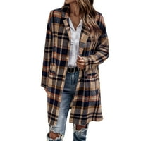 Ženska modna casual rever gumb dugih rukava kaj košulja kauzirajući dugi jakni kaput elegantna vuna