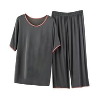 Dehoifer Ženske pidžame setovi kratkih rukava Capris Veliki i tanka casual minimalistička kućna odjeća za spavanje Noćna odjeća Soft pidžama Lounge setovi tamno sivi XL