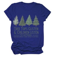 Clearry Merry Božićni duks za žene Božićna stabla Grafički kratki rukav lagani majica pulover Crewneck vrhovi