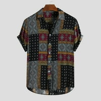 Labakihah muške majice Muški etnički stil Ljeto kratkih rukava labav gumb Ležerna majica bluza vrhovi
