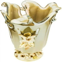 Bijeli kristal WVS1950 Gry, smeđa Murano siva kristalna vaza, ukrasni središnji komad Vintage Bud vaza na porculanskom stopalu