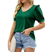 Olyvenn Ženska Trendy Tunic Basic Tees Sales V izrez Majice Soft Comfy labava casual bluza Vintage odjeća