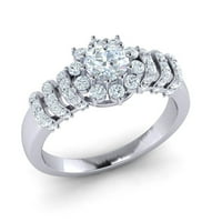 Prirodno 1,25ct okrugli rez dijamantski prenglazni klaster mladenka za brisanje prstenastog prstenasto 14K zlatni GH si2