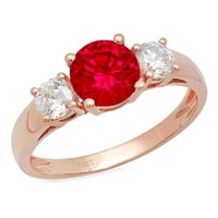 1.5ct okrugli rez crveni simulirani ruby ​​18k ruža zlatna godišnjica angažmana kamena prstena veličine