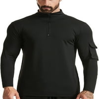 Avamo muškarci Kompresionirajte majice Solid Color Sport Tops dugih rukava T-majica Tymuna Comfy Pulover Prozračni postolje Crnog 3XL