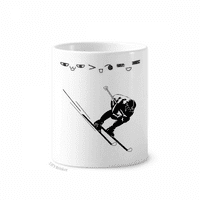 Crni sportski skijaški uzorak Ilustracija četkica za zube šalicu Cartoon Lijep držač olovke