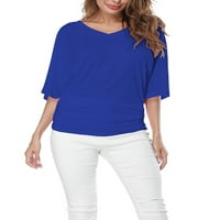 Cindysus Women Comfy Solid Color Tops casual losse bluza Batwing rukava V izrez T Majica Ljetna modna