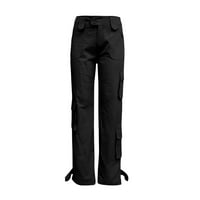 TOQOT teretne hlače za žene - ravno na nogama rade čvrsta modna baggy fit sredina struka Ležerne prilike ženske joggers crni xxxl
