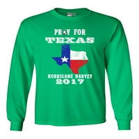 Majica dugih rukava moli se za Texas Map Hurrigane Harvey Survivor DT