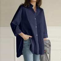 Košulje za žene Loase Fit Top Plus size Solid Džep Duga bluza Majica Labave rukave Bluze Thirts Womens