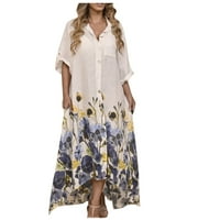 GUZOM FALL DRESS ZA ŽENE - Cvjetni dugi rukav trendovi u obliku kratkih ležerne haljine Maxi haljine