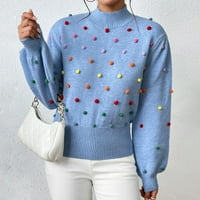Loose Fit Women Rainbow Pom Pom Crochet Pulovers Zimski džemper odmora Outfit