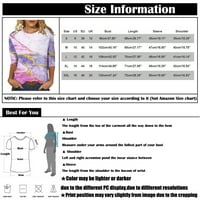 Qwertyu Plus veličine T majice za žene Grafički lakat dužine rukava trendi Ljetni ženski vrhovi Slim Fit Crw Crt Beach Horce Ljeto Ženski Dressy Bluze za vjenčano svjetlo plave s
