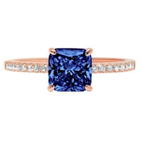 2.7ct Asscher Cut plavi simulirani tanzanite 18k ružičasto zlatne godišnjice za angažman prsten 9,75