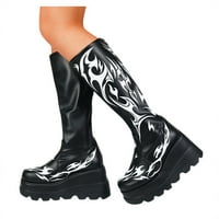 DMQupv High Womenske čizme patentne cipele s paketom Punk platforme čizme Mid čizme Goth casual debele