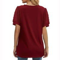 Žene plus veličina Top klirenca modna žena kauzal V-izrez vintage čvrsta bluza kratka majica kratkih