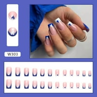 Plava i bijela boja sudara lažni nokti siguran i otporan na ogrebotine netoksični za žene i djevojke salon za nokte