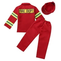 Iiniim Kids Boys dugih rukava reflektirajuće kapute i hlače Uloga igrajte vatrogasni kostim sa setom
