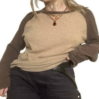 Diconna ženska ležerna majica s dugim rukavima kontrastni u boji Raglan okrugli pulover na vrhu