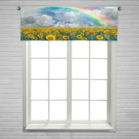 Ljetni pejzažni suncokret plavi nebo oblaci duge dugi prozor za zavjese
