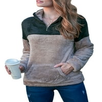 Doublu ženska meka Sherpa Fleece Quart pulover sa džepom sa Plus veličinom