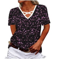 Bluze za žene Dressy casual grafički majice Žene V-izrez Tees Short Majica Majica Labavi vrhovi kratkih