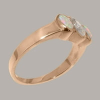 Britanci napravio 14k ružični zlatni prsten sa kubnim cirkonijom i prirodnim Opal ženskim godišnjicom - Opcije veličine - Veličina 11.25