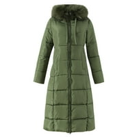 Wofeydo zimski kaputi za žene, ženska pamučna odjeća u zimi zadebljala velika ovratnica velika veličina preko koljena vitki dugim jakicom, zimskom odjećom za žene zelene 2xl