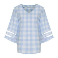 LHKED ženske košulje za ljetne košulje za žene na čišćenju Žene V-izrez za ispis bluza MESH ploča Bluza