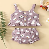 Eyicmarn Little Girl Clother Set, tratinčica s cvijećem Print ruffle hem suspender s kratkim setom sa kratkim gaćicama