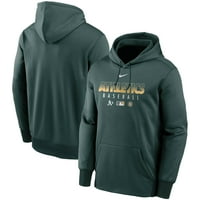 Muški Nike Green Oakland Atletics Autentic Collection Therma Performance Pulover Hoodie