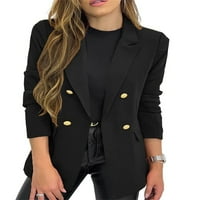 Abtel ženske poslovne jakne dugih rukava na dugih rukava casual blazer dame obična fit uredski kaput crni l