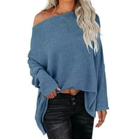 Outfmvch džemperi za žene žene van ramena dugih rukava predimenzionirani pulover džemper pletene džemper