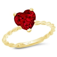 2.0ct Heart Cut dragocjeni dragulj Crveni prirodni granet Real 14k žuto zlato robotski laserski graviranje vječno jedinstvena umjetnost deco izjava bridalna godišnjica angažmana vjenčanog pasijanskog prstena veličine 5,5