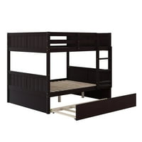 GZXS Moderni drveni krevet na kat punu cijelu veličinu sa dvokrevetnim ležajem za spavaću sobu, espresso