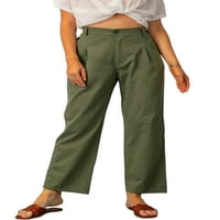 Hait Ladies dugme patentne pantalone labave fit solidne boje Palazzo pant za odmor ravno noga visoka