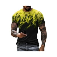 Muška grafička štamparska majica 3D dizajn žuti plamen Crew vrat kratkih rukava modna veličina tee -