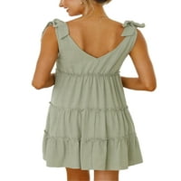 Capreze Women Ljeto Plaže Sundress V izrez Kratke mini haljine haljina bez rukava BOHO Čvrsta boja vojska zelena 3xl