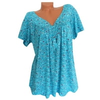 iopqo košulje za žene Ljetne vrhove žene majica kratki rukav casual labavi top košulje žene plavi xxl